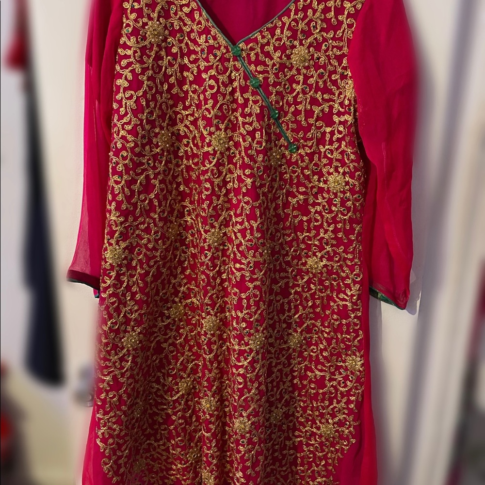 3 piece embroidered desi party wear
